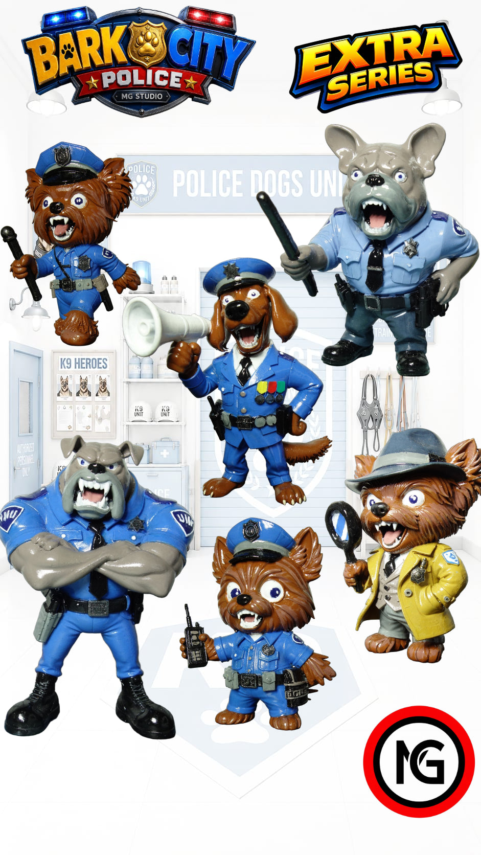BARK CITY POLICE — Wave 1 Full Set (6 collectible resin figures)