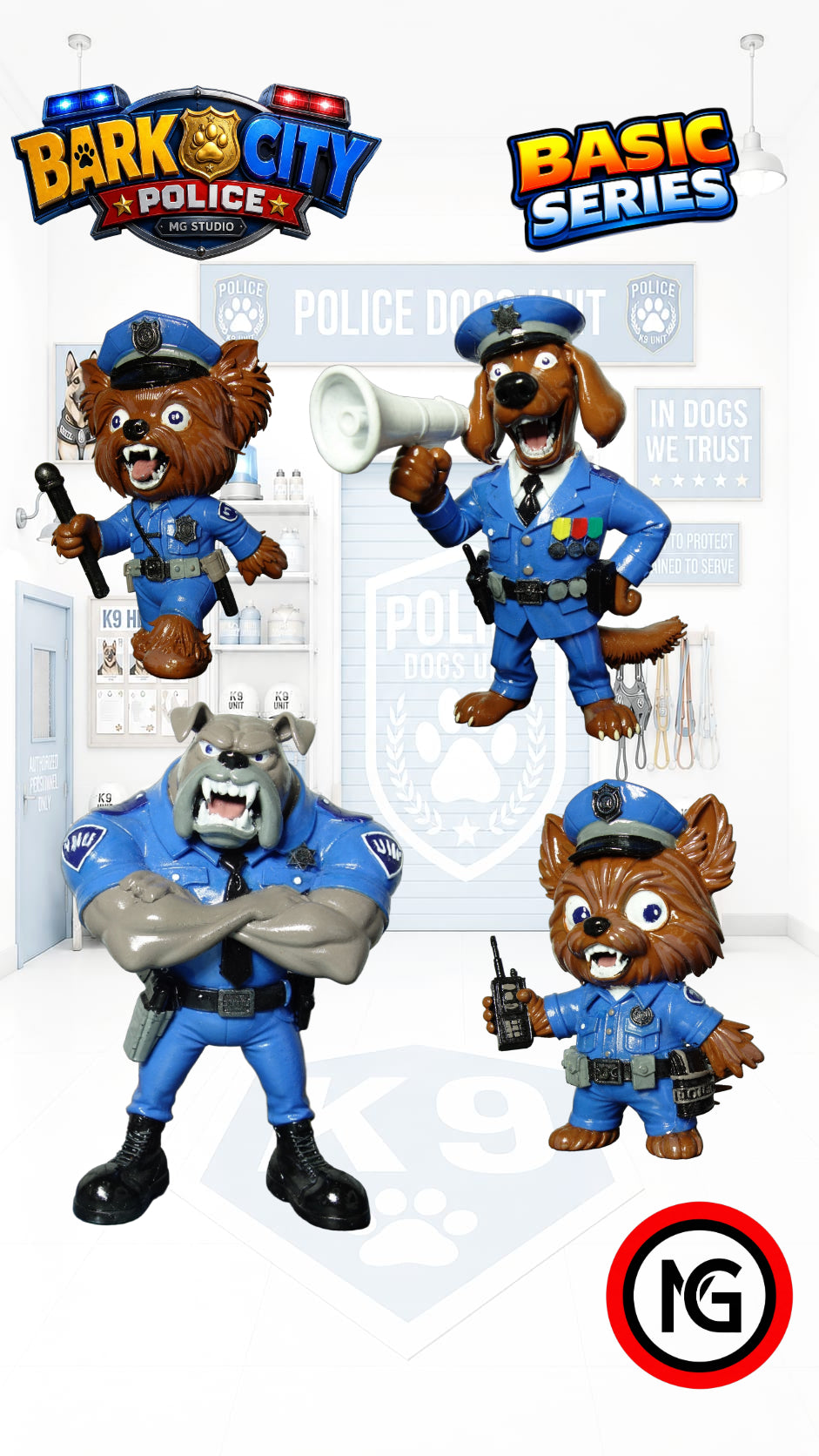 BARK CITY POLICE — Wave 1 Basic Set (4 collectible resin figures)